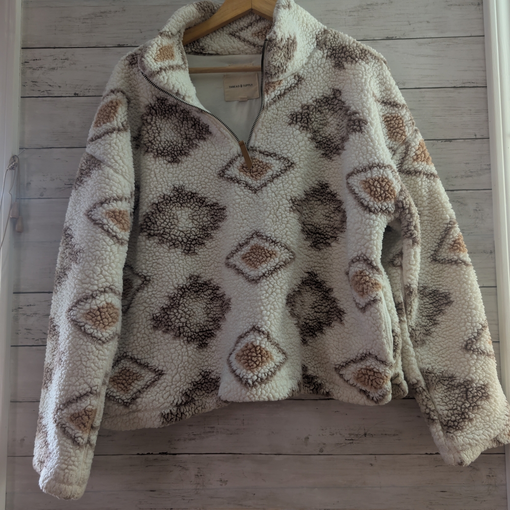 Thread & Supply Cozy Patterned Jacket - Cream And… - image 1